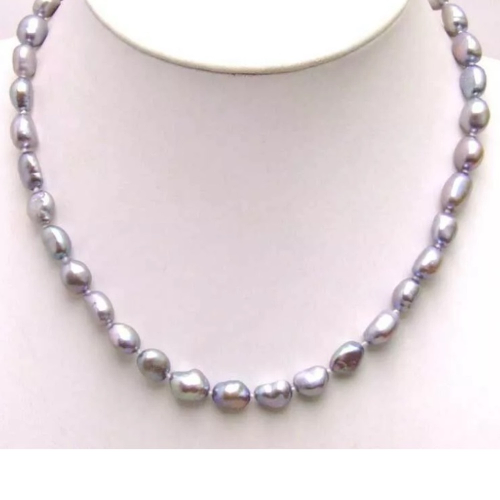 Precious Grey Baroque Hand Knotted Pearl 18 “FIRM$